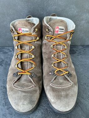 VTG Vintage RAICHLE Switzerland Mens Brown Suede 1970s Hiking Boots V10 Size 9M